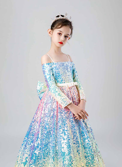 Floryme A-line Sequins Floor-length Dress