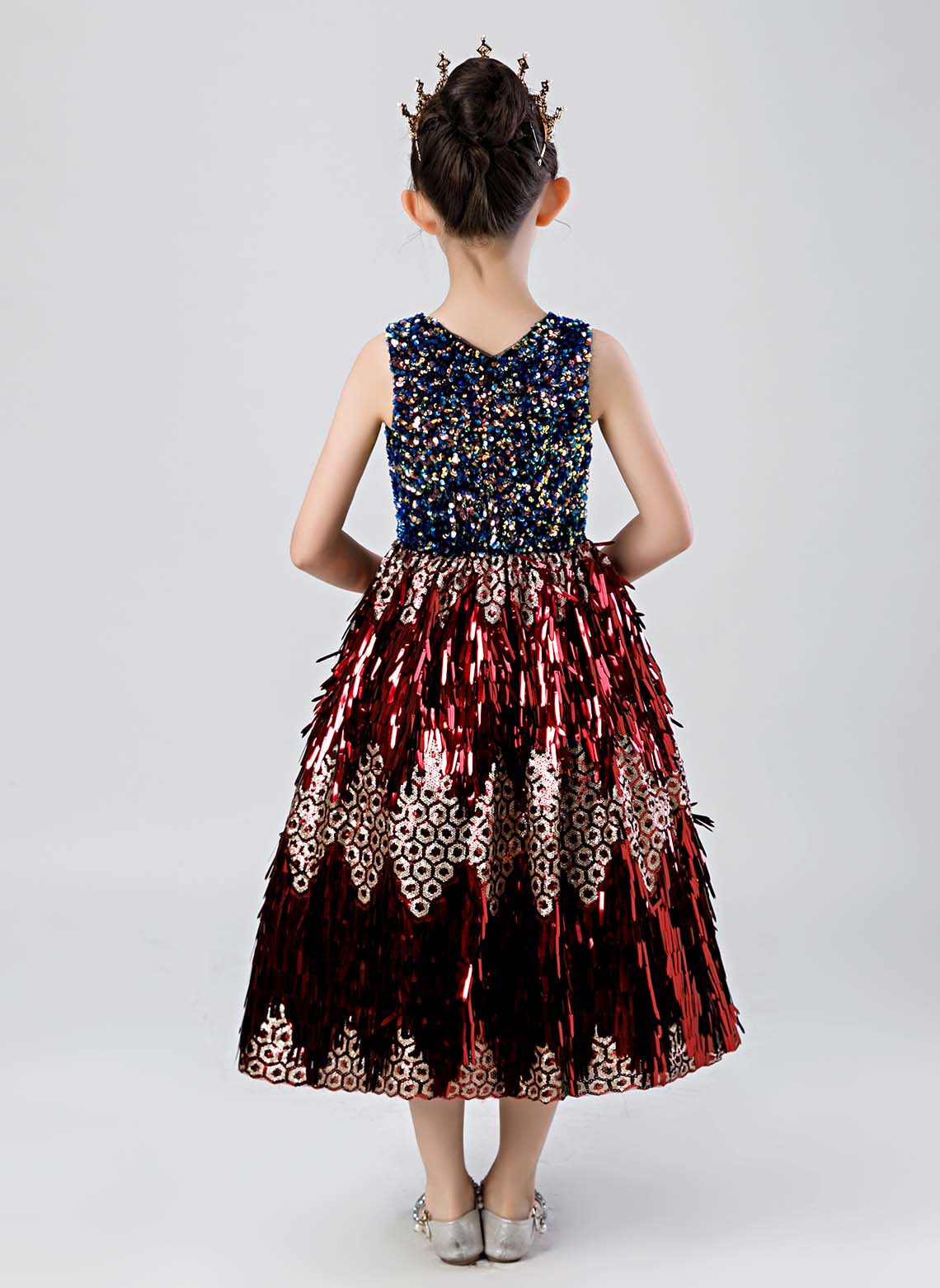 Floryme A-line Sequins Tea-length Dress