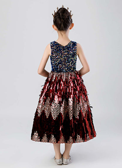 Floryme A-line Sequins Tea-length Dress