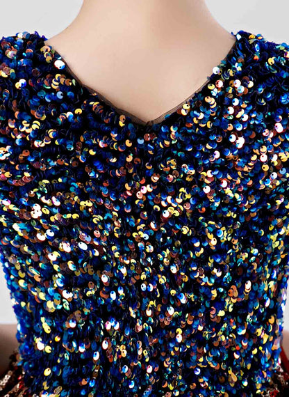 Floryme A-line Sequins Tea-length Dress