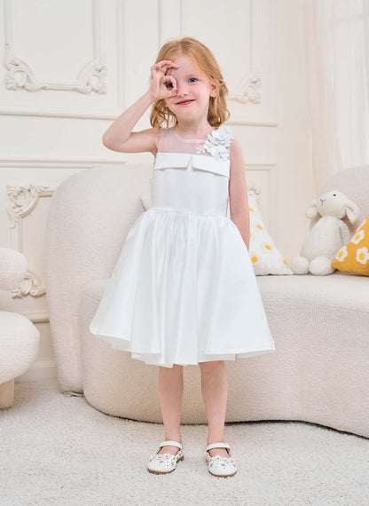 Floryme A-line Satin Tulle Knee-Length Flower Girl's Dress