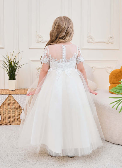 Floryme Ball-Gown/Princess Lace Tulle Ankle-Length Flower Girl's Dress