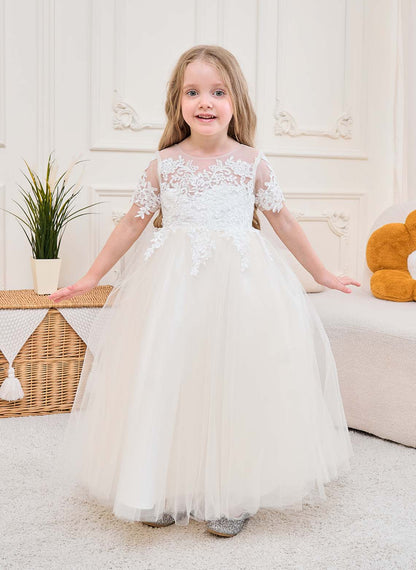 Floryme Ball-Gown/Princess Lace Tulle Ankle-Length Flower Girl's Dress