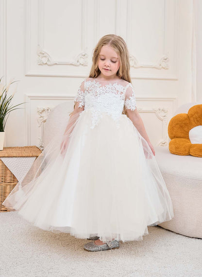 Floryme Ball-Gown/Princess Lace Tulle Ankle-Length Flower Girl's Dress