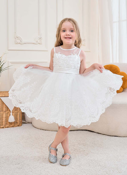 Floryme Ball-Gown/Princess Lace Tulle Knee-Length Flower Girl's Dress