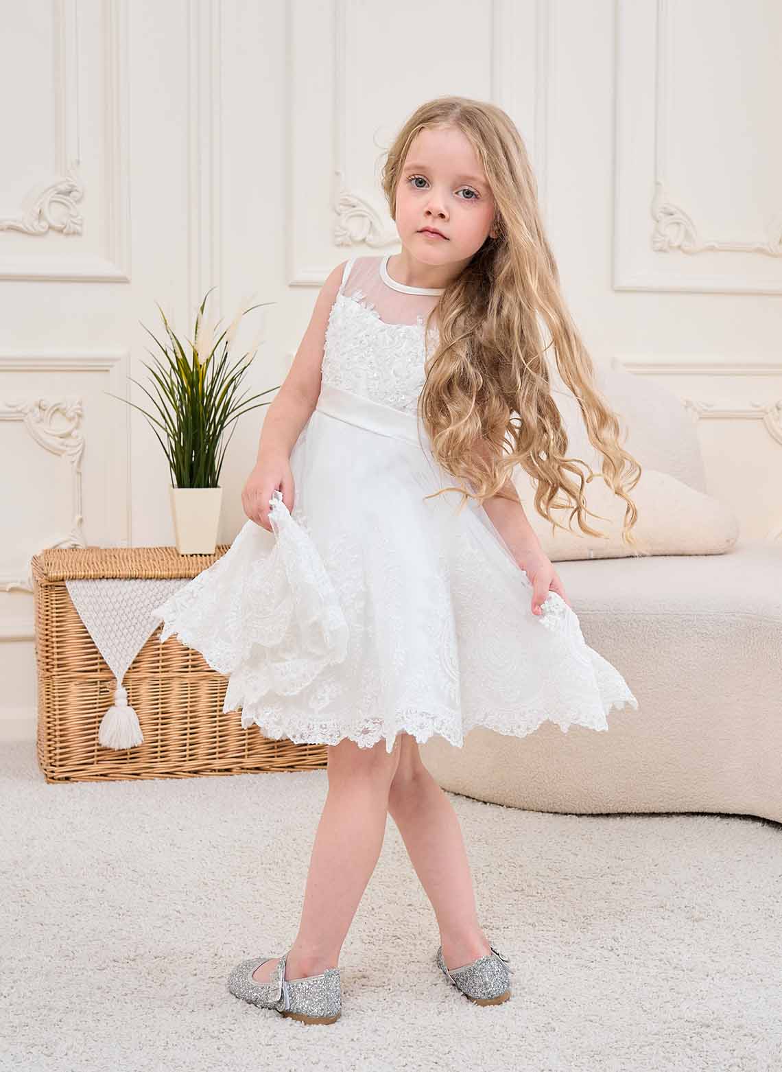 Floryme Ball-Gown/Princess Lace Tulle Knee-Length Flower Girl's Dress