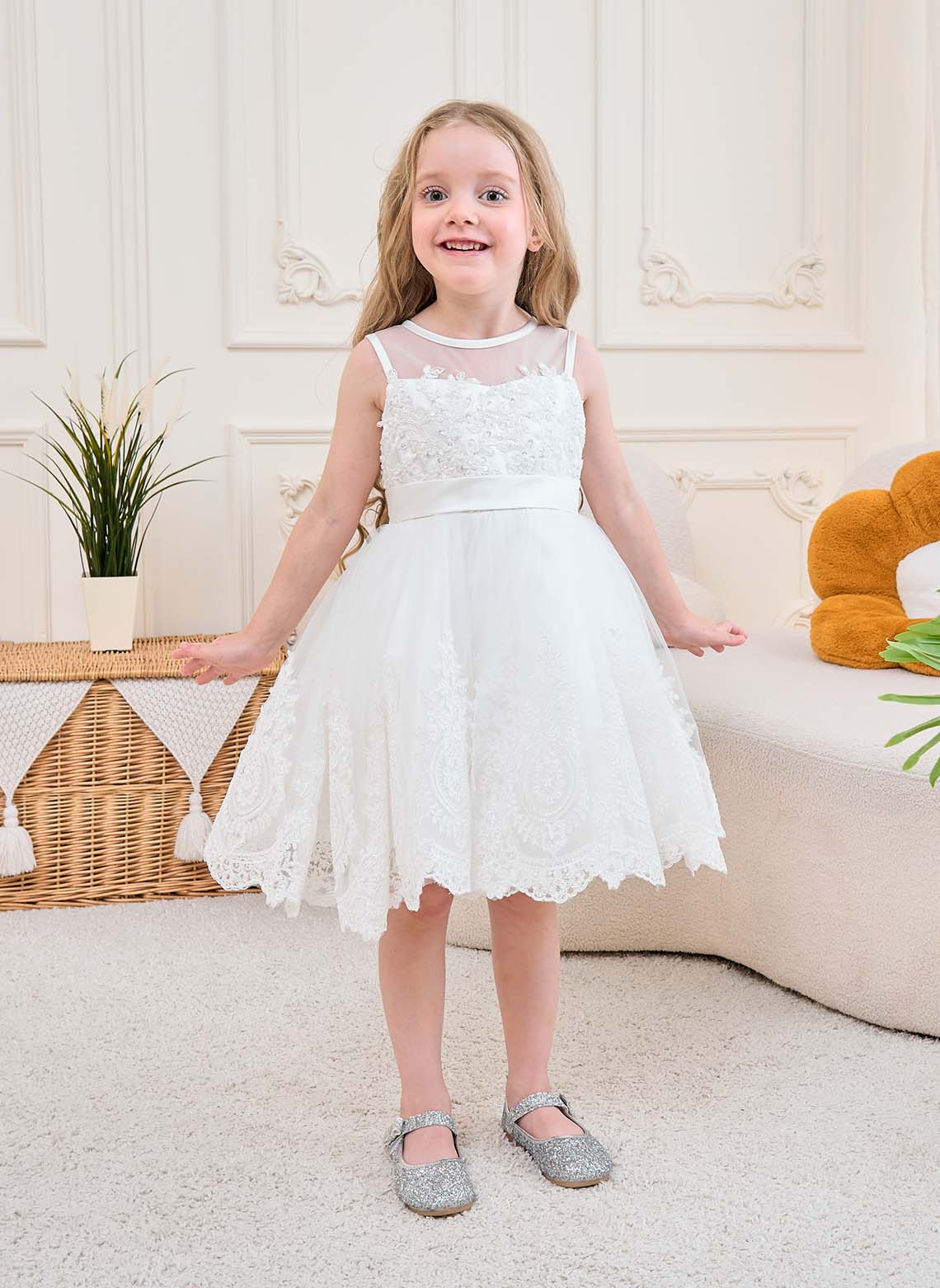 Floryme Ball-Gown/Princess Lace Tulle Knee-Length Flower Girl's Dress