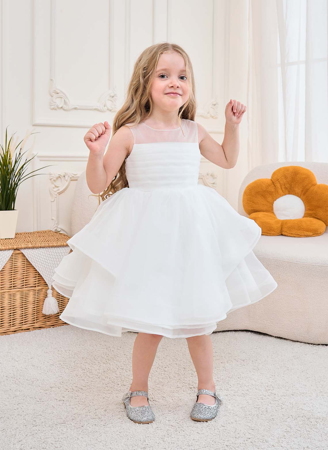 Floryme Ball-Gown/Princess Organza Knee-Length Flower Girl's Dress