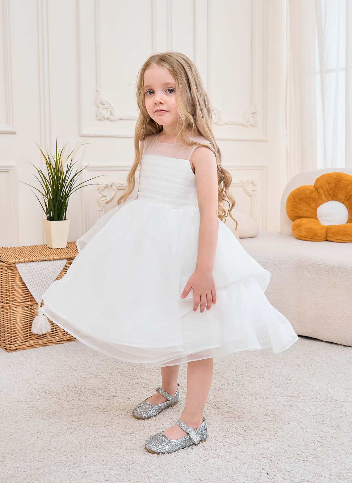 Floryme Ball-Gown/Princess Organza Knee-Length Flower Girl's Dress