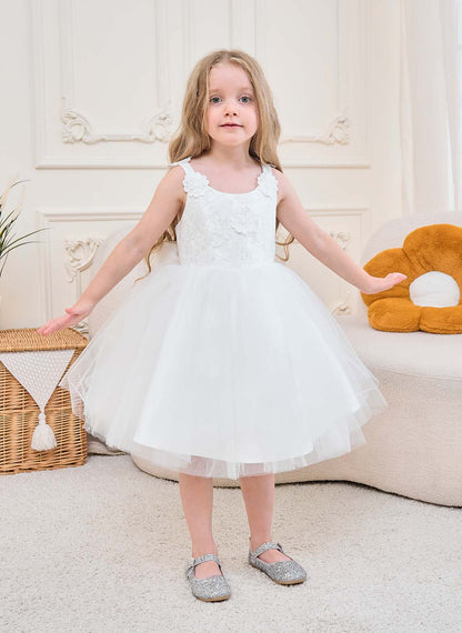 Floryme A-line Lace Tulle Knee-Length Flower Girl's Dress