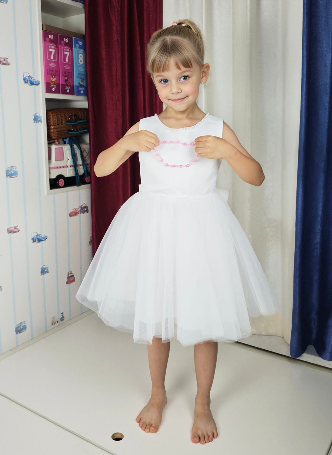 Floryme A-line Satin Tulle Knee-Length Flower Girl Dress