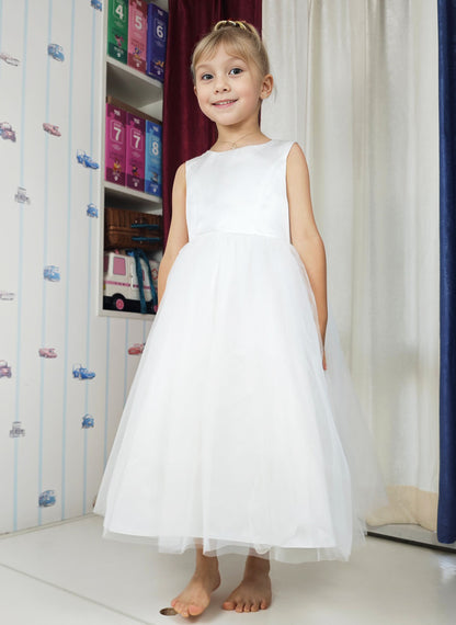 Floryme Ball-Gown/Princess Satin Tulle Tea-Length Flower Girl Dress