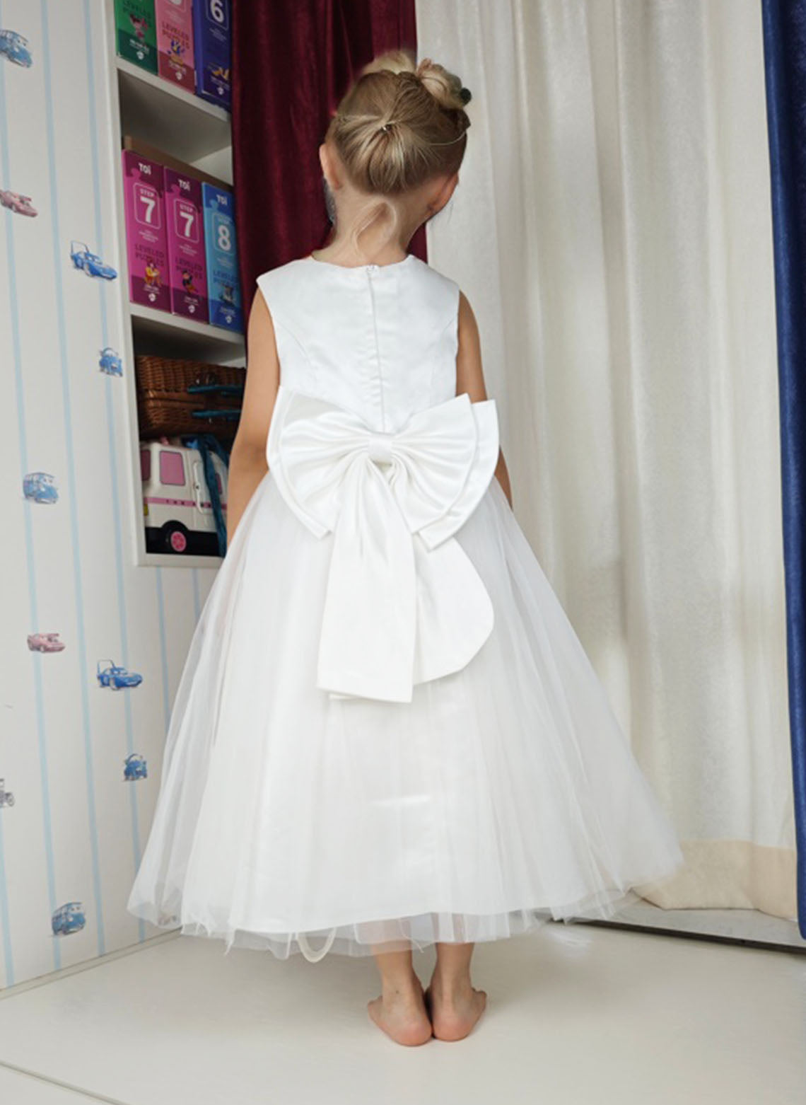 Floryme Ball-Gown/Princess Satin Tulle Tea-Length Flower Girl Dress