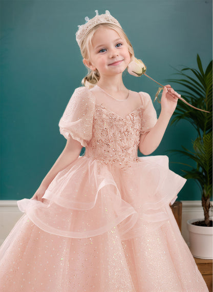Floryme Ball-Gown/Princess Scoop Tulle Floor-length Flower Girl Dress