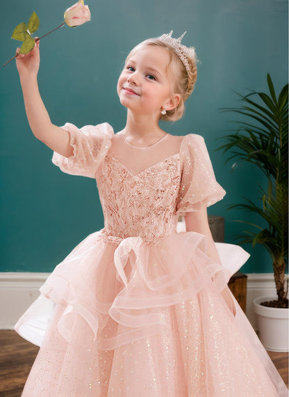 Floryme Ball-Gown/Princess Scoop Tulle Floor-length Flower Girl Dress