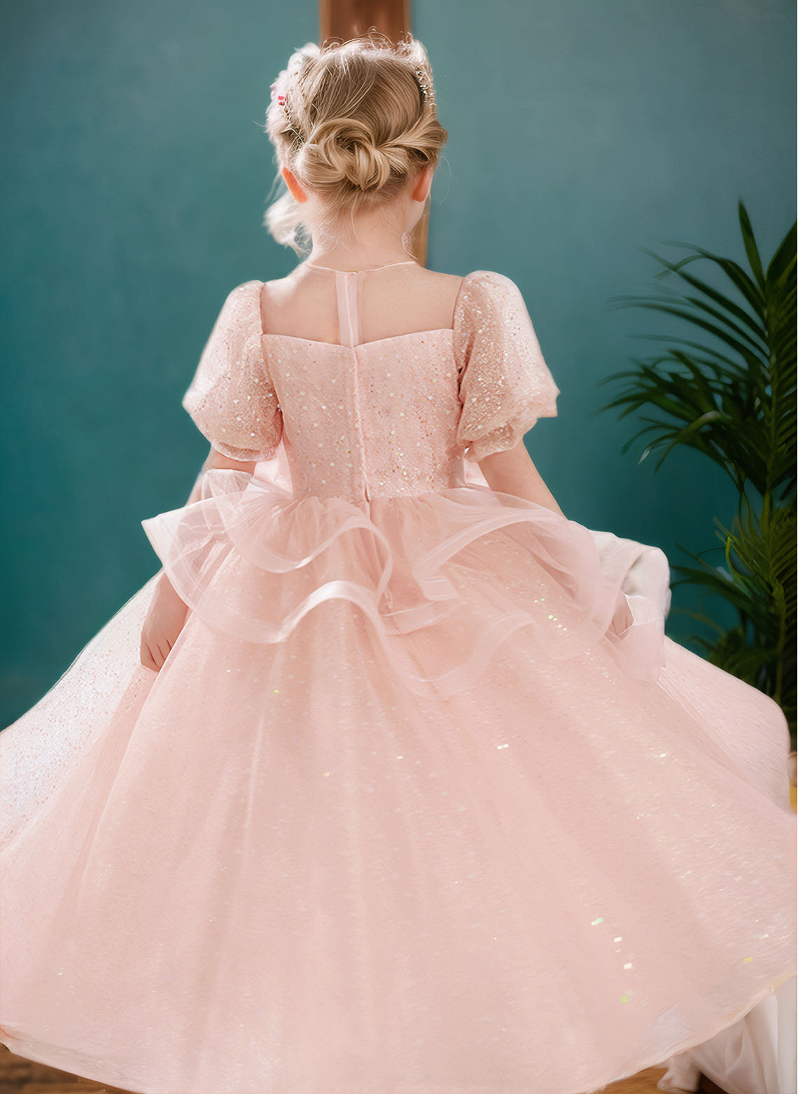 Floryme Ball-Gown/Princess Scoop Tulle Floor-length Flower Girl Dress