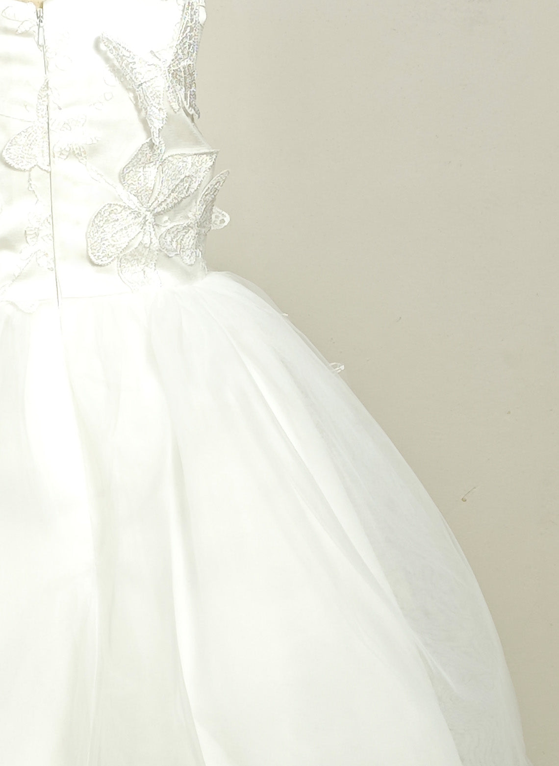 Floryme Ball-Gown/Princess Scoop Satin Tulle Tea-Length Flower Girl Dress With 3D Butterfly