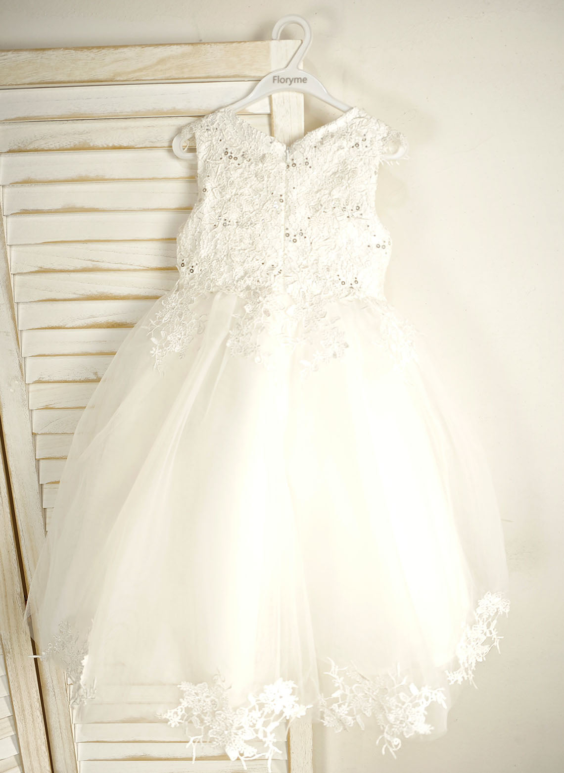 Floryme Ball-Gown/Princess Scoop Lace/Tulle Tea-Length Flower Girl Dress