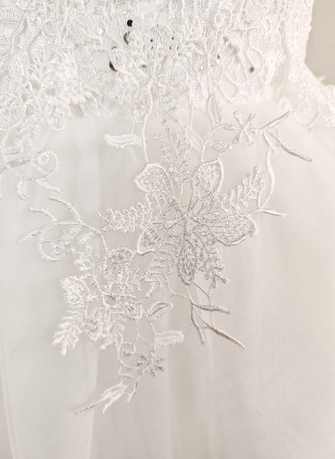 Floryme Ball-Gown/Princess Scoop Lace/Tulle Tea-Length Flower Girl Dress