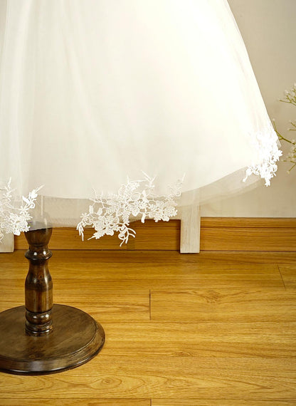 Floryme Ball-Gown/Princess Scoop Lace/Tulle Tea-Length Flower Girl Dress