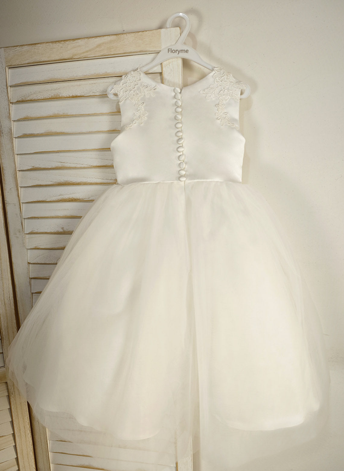 Floryme Ball-Gown/Princess Scoop Lace/Tulle Tea-Length Flower Girl Dress