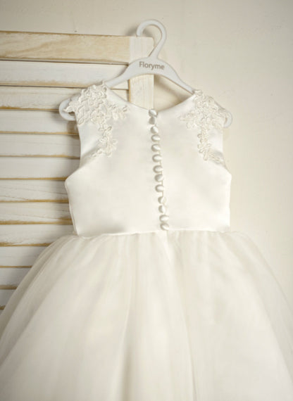 Floryme Ball-Gown/Princess Scoop Lace/Tulle Tea-Length Flower Girl Dress