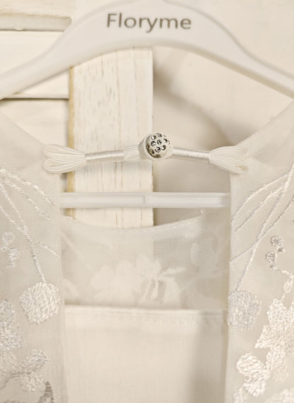 Floryme Ball-Gown Scoop Tulle/Satin Tea-Length Flower Girl Dress With Lace Applique