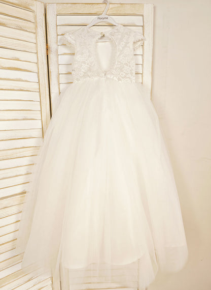 Floryme A-line Scoop Tulle/Lace Floor-length Flower Girl Dress