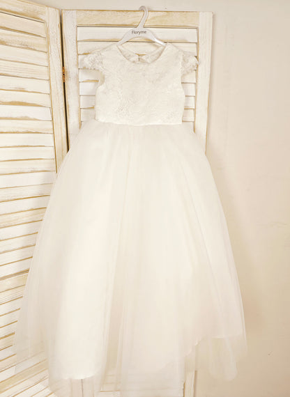 Floryme A-line Scoop Tulle/Lace Floor-length Flower Girl Dress