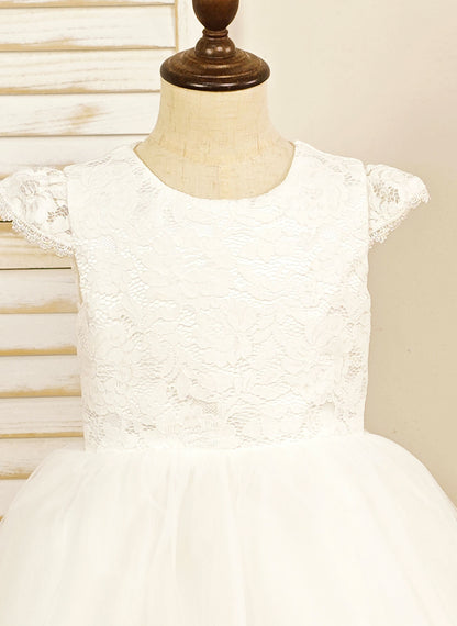 Floryme A-line Scoop Tulle/Lace Floor-length Flower Girl Dress