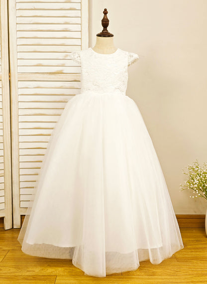 Floryme A-line Scoop Tulle/Lace Floor-length Flower Girl Dress