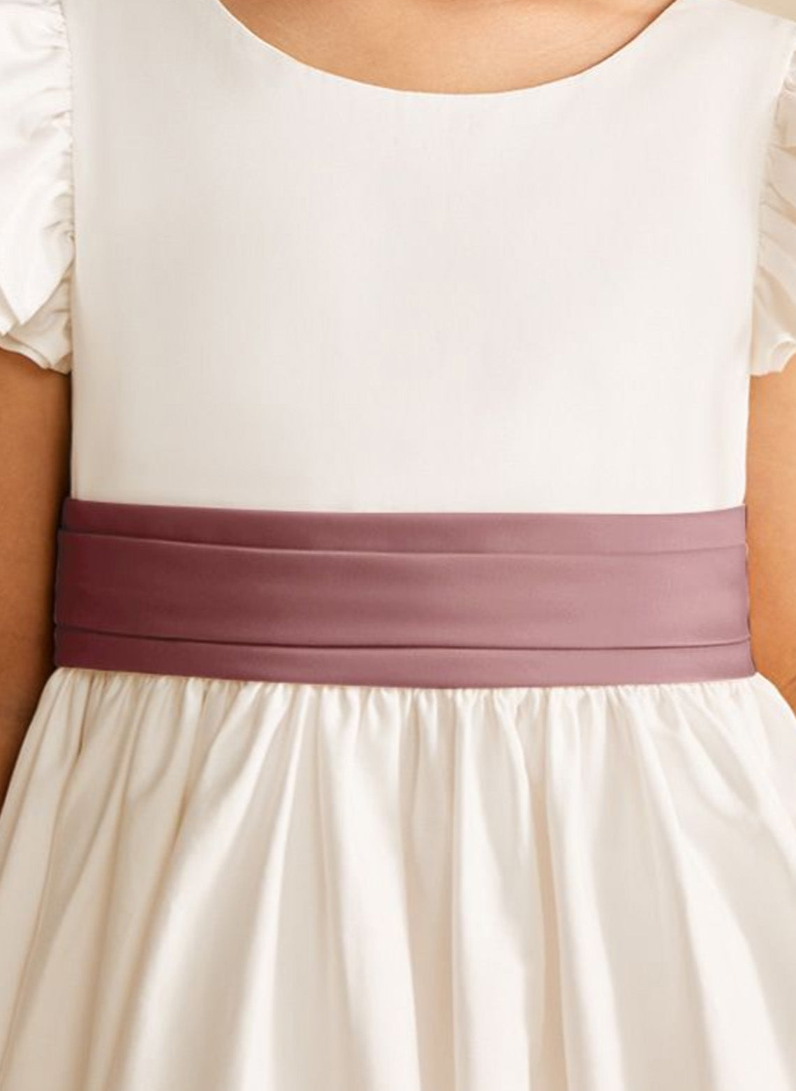 Floryme A-line Scoop Satin Floor-length Flower Girl Dress With Bow