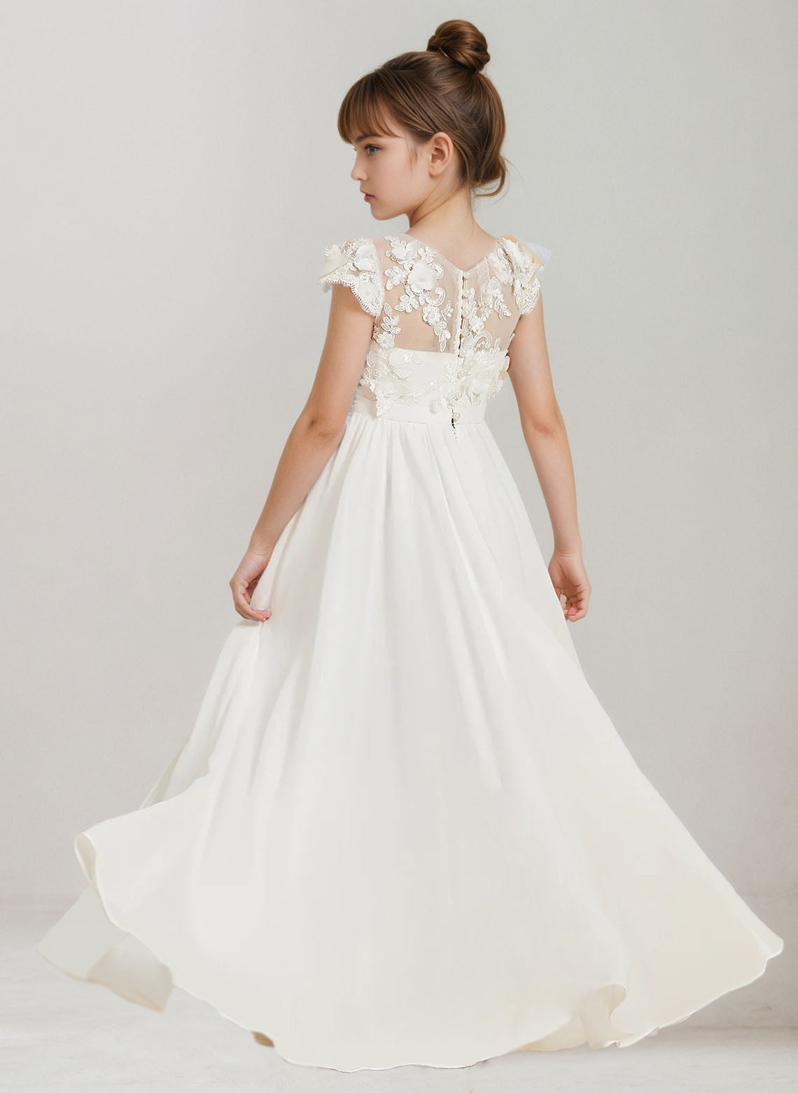 Floryme Floor-length Flower Girl Dress, First Communion & Wedding Guest Gown