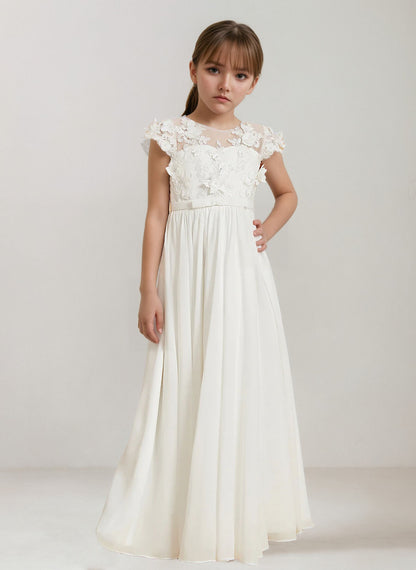 Floryme Floor-length Flower Girl Dress, First Communion & Wedding Guest Gown