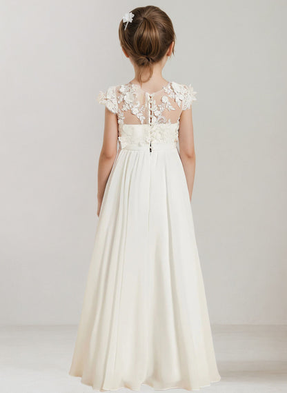 Floryme Floor-length Flower Girl Dress, First Communion & Wedding Guest Gown