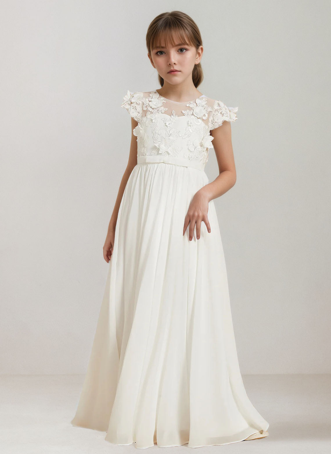 Floryme Floor-length Flower Girl Dress, First Communion & Wedding Guest Gown