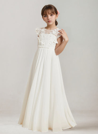 Floryme Floor-length Flower Girl Dress, First Communion & Wedding Guest Gown
