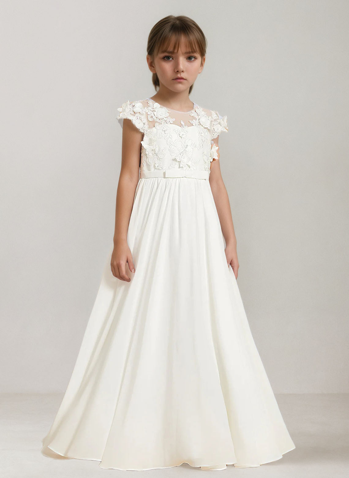 Floryme Floor-length Flower Girl Dress, First Communion & Wedding Guest Gown