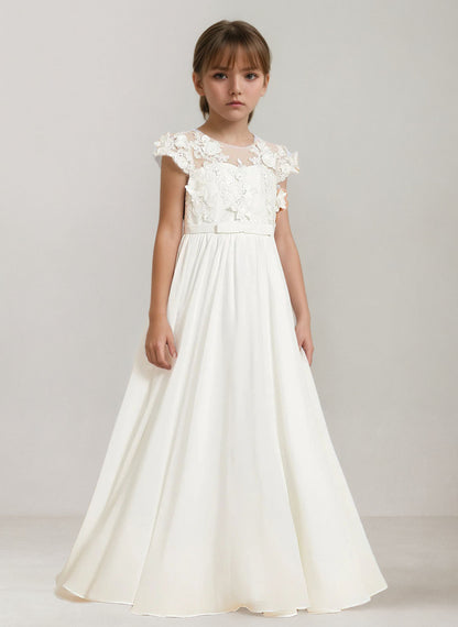 Floryme Floor-length Flower Girl Dress, First Communion & Wedding Guest Gown