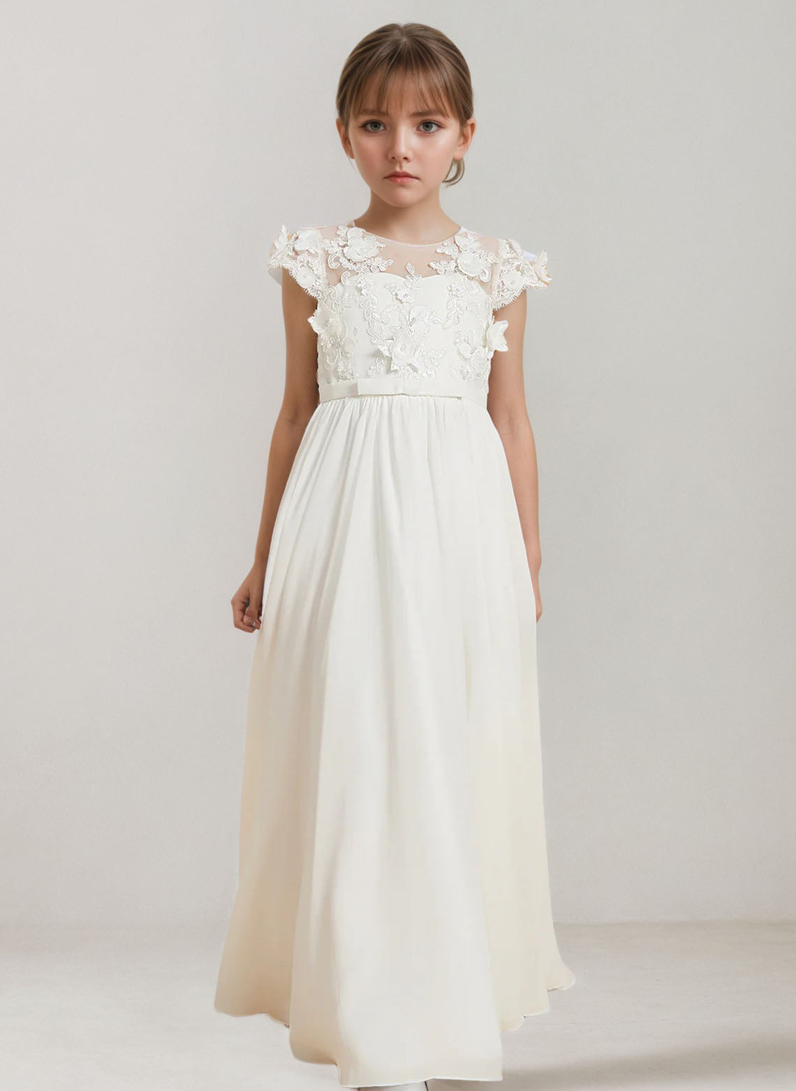 Floryme Floor-length Flower Girl Dress, First Communion & Wedding Guest Gown