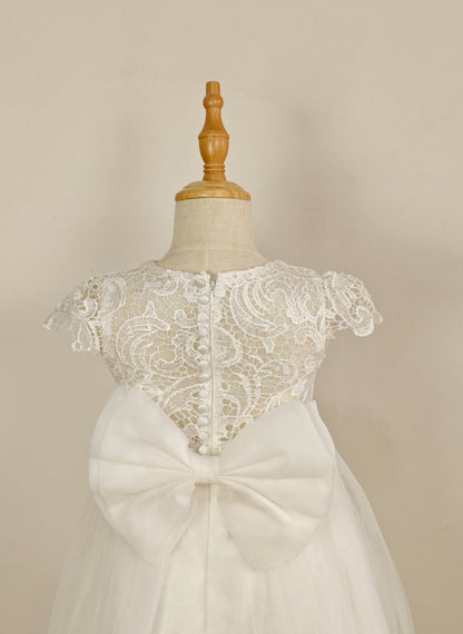 Floryme A-line Scoop Organza/Tulle/Lace Floor-length Flower Girl Dress With Bow