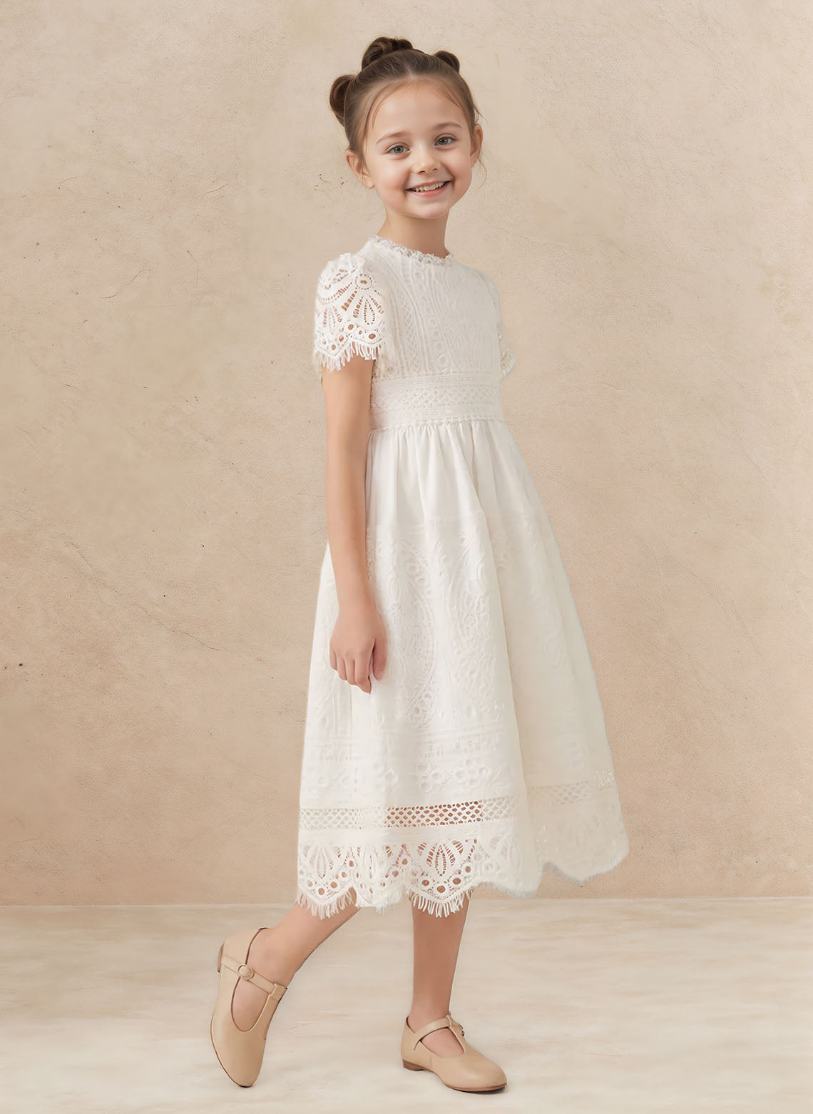 Floryme Vintage Lace Tea Length Dress | Communion & Garden Party Gown