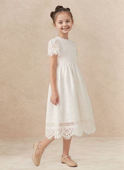 Floryme Vintage Lace Tea Length Dress | Communion & Garden Party Gown