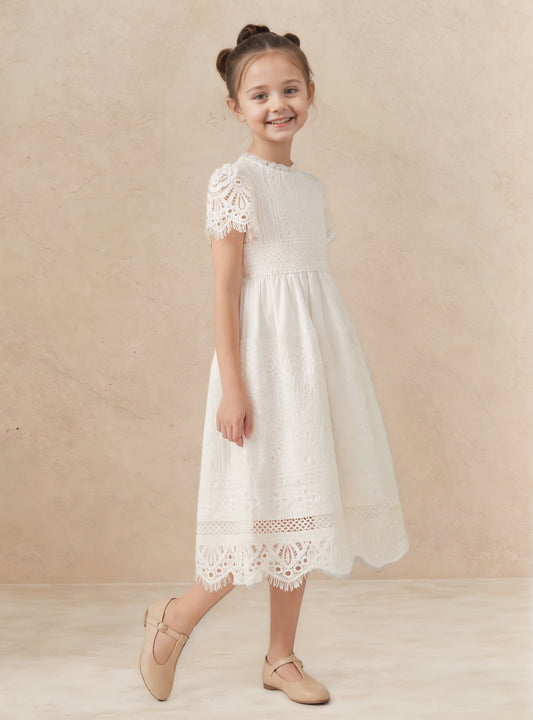 Floryme Vintage Lace Tea Length Dress | Communion & Garden Party Gown