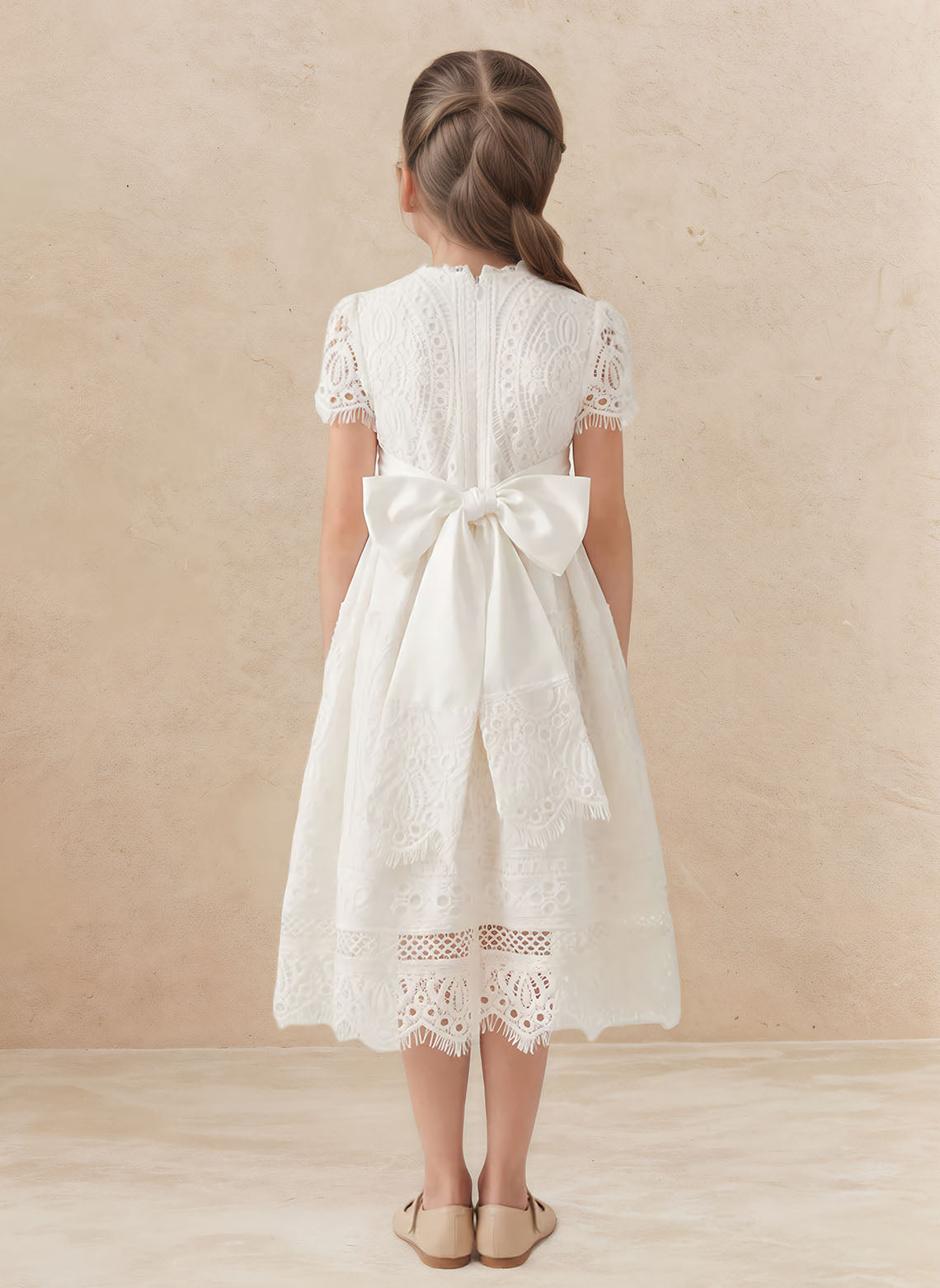 Floryme Vintage Lace Tea Length Dress | Communion & Garden Party Gown