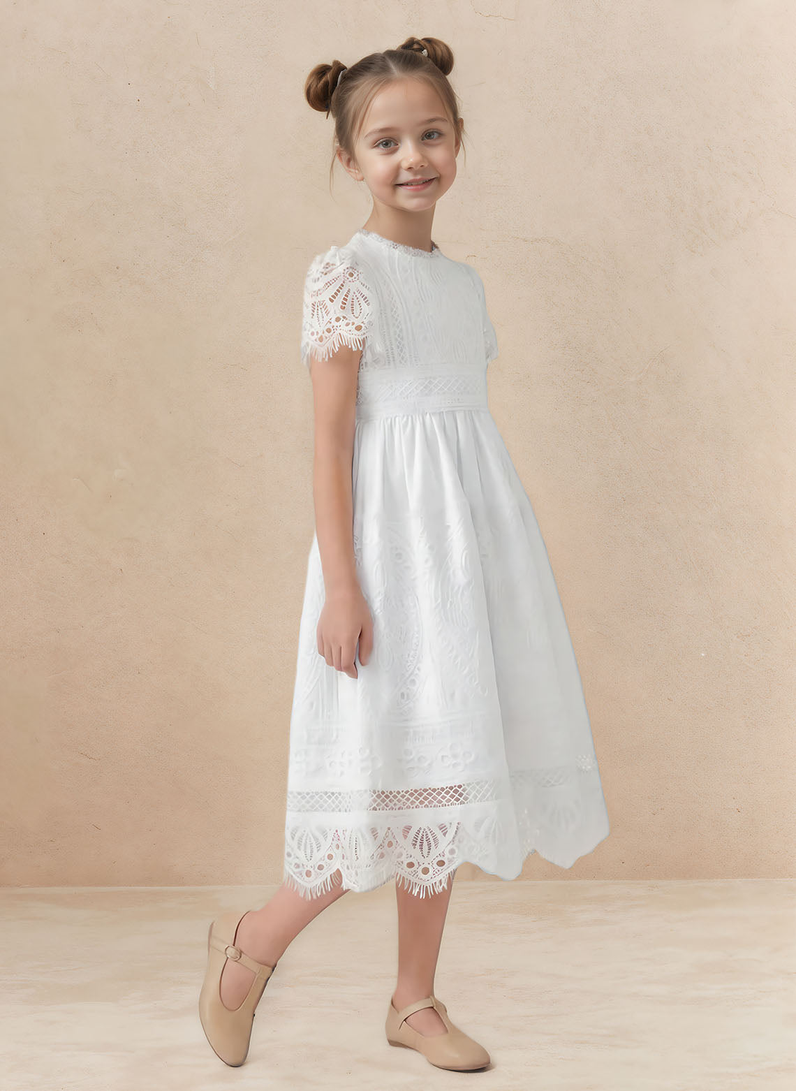 Floryme Vintage Lace Tea Length Dress | Communion & Garden Party Gown