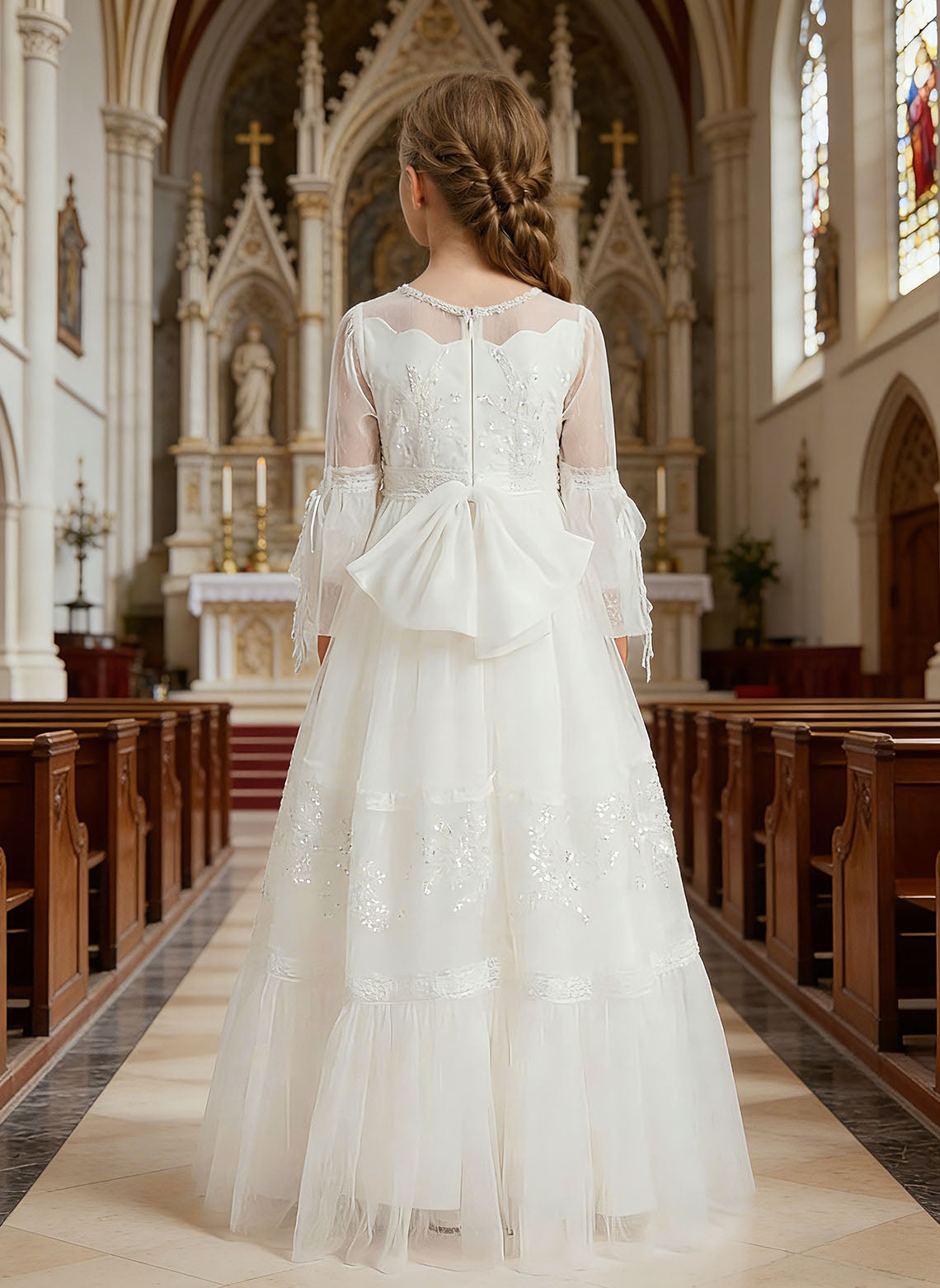 Floryme Vintage Lace Maxi Communion Dress & Portrait Gown