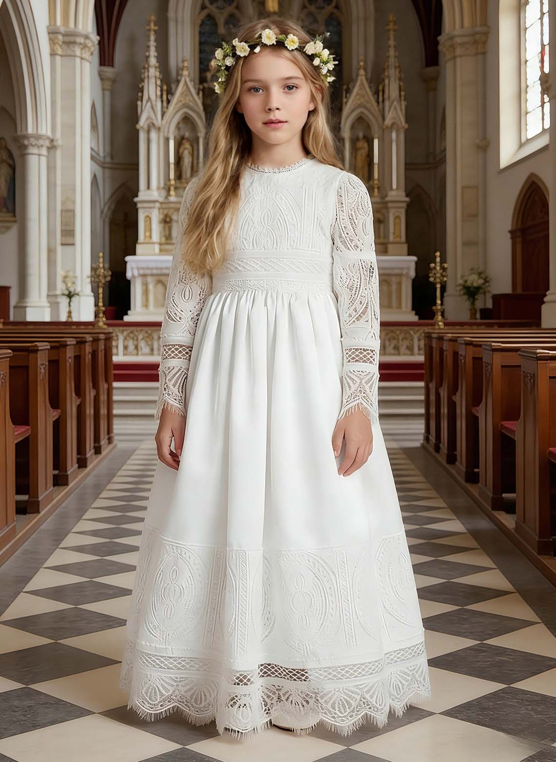 Floryme Lace Maxi First Communion Dress, Junior Bridesmaid & Portrait Gown