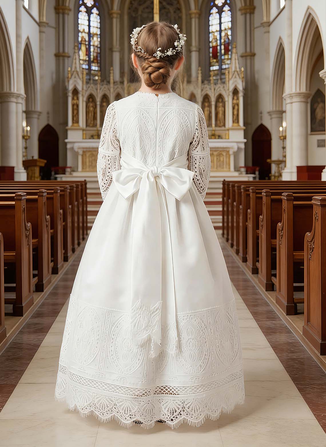 Floryme Lace Maxi First Communion Dress, Junior Bridesmaid & Portrait Gown