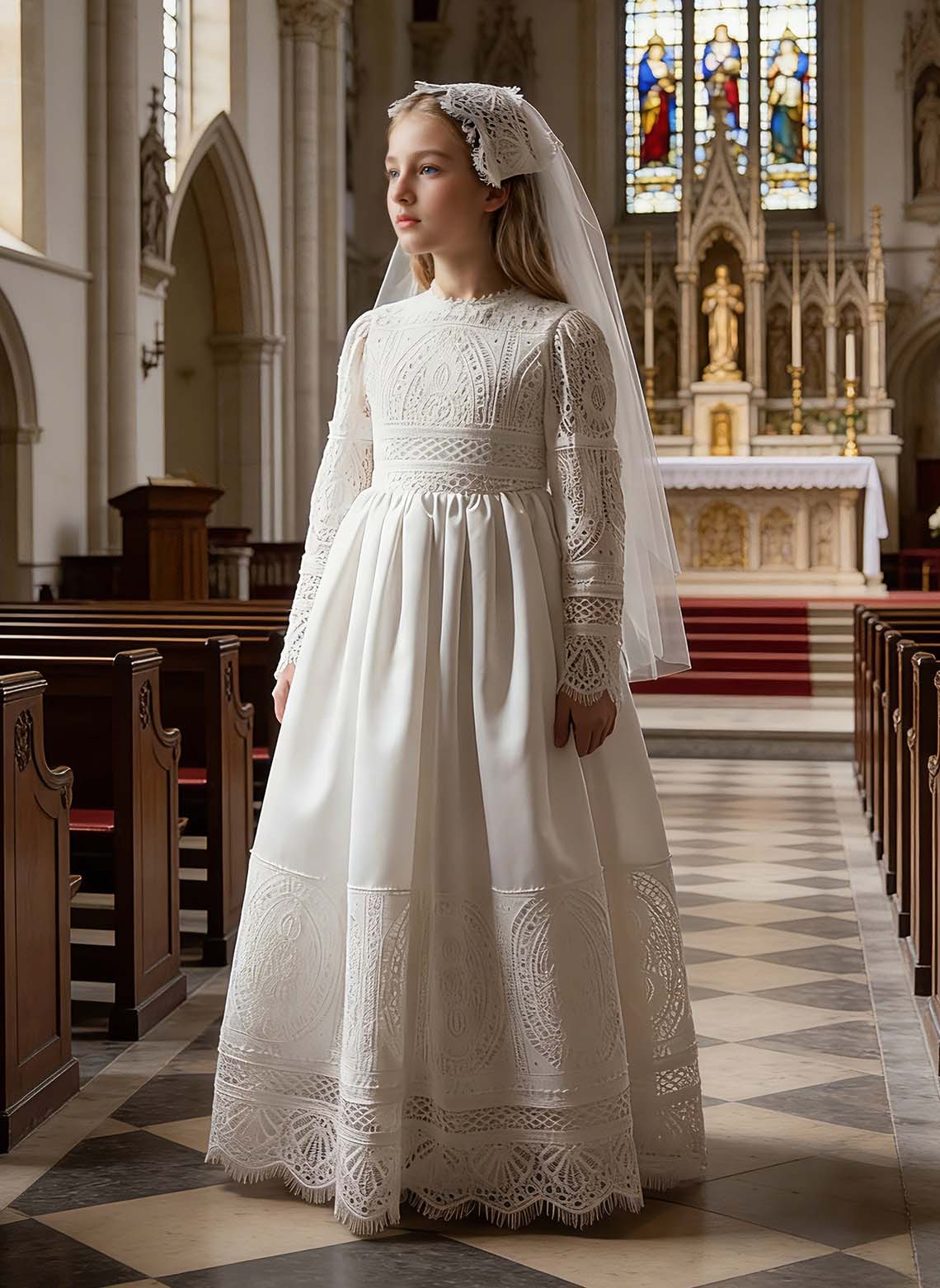 Floryme Lace Maxi First Communion Dress, Junior Bridesmaid & Portrait Gown